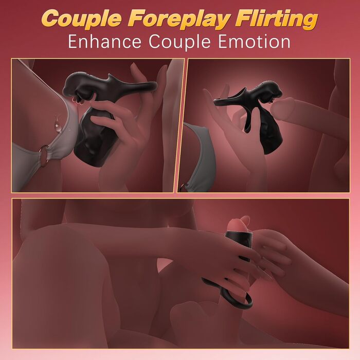 Пеніс-кільце Tagnaff з подвійною затримкою для пар: покращена стимуляція G-точки, 9 режимів, чорний