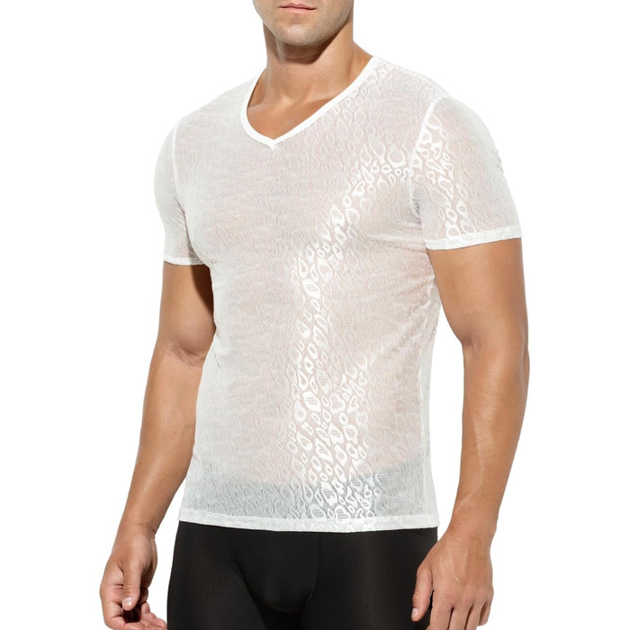 Костюм для рейву Casey Kevin для чоловіків, мереживний комплект (M, білий)