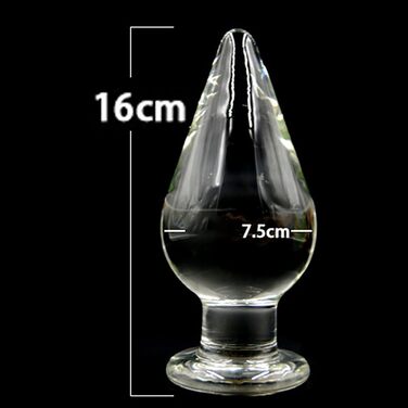 Анальний плаг Kugel з скла XXL з присоском, 7.5 см, кришталево чистий, для жінок та чоловіків