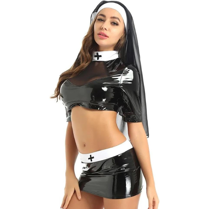 Костюм для ролевих ігор GRRKDFQ: сексуальний комплект з топом та спідницею, чорний, XXL