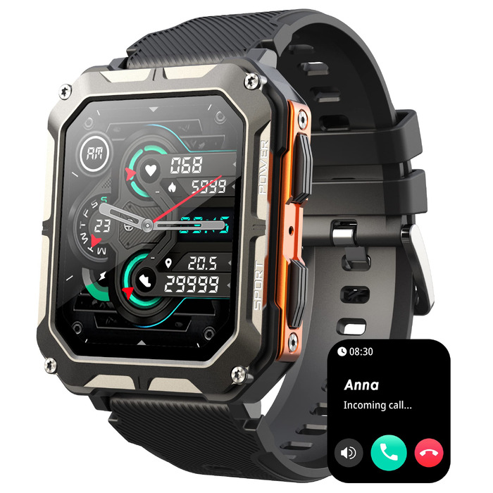 Тактичний смарт-годинник для чоловіків Military Watch: водонепроникний IP68, 1.83