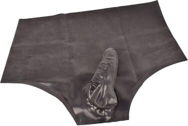 Латексний сліп з пеніс-карманом Rubberfashion - сексуальна латексна спідниця для чоловіків (M, чорний, 0.4 мм)