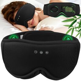Маска для сну з Bluetooth-навушниками MUSICOZY 5.4, бамбуково-бавовняна повна блокування світла (Blackout), 16 годин автономності, для бічних сновидців та подорожей, колір: деревне вугілля