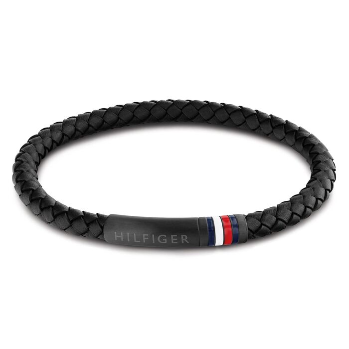 Чоловічий шкіряний браслет Tommy Hilfiger чорного кольору, модель 2790403