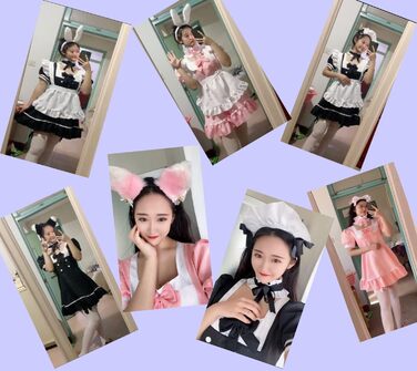 Костюм для косплею Irtysh Anime: Французька служниця з кроликом, солодкий та милий стиль Каваї, рожевий комплект з вушками, рукавичками та шкарпетками (XXL)