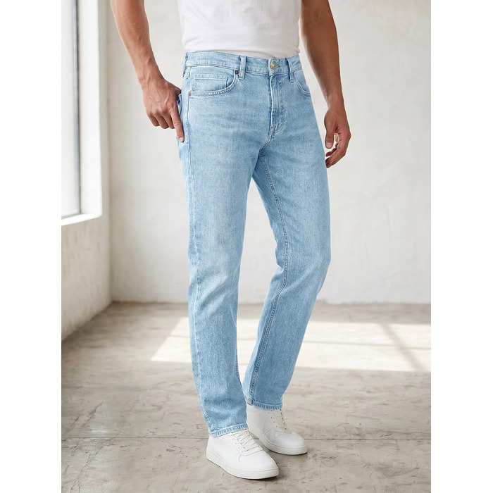 Чоловічі джинси Runcati Slim Fit з бавовни та стрейч, світло-блакитні, повсякденні та ділові штани (30W / 30L)