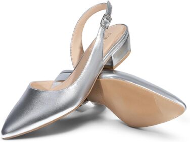 Жіночі сріблясті туфлі-балетки Dream Pairs з відкритим задником (Slingback), розмір 40 EU