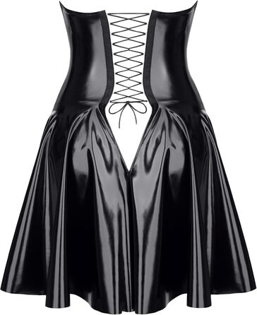 Сукня Demoniq Elegantes коротка з блискучого еластичного лаку з шнуванням на спині, регульованою гумкою та прихованою блискавкою TDJutta001 S Чорний