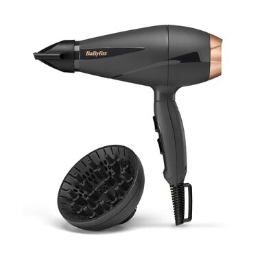 Фен для волосся BaByliss Smooth Pro 6709DE з дифузором, 2100 Вт, іонна технологія проти пухнання, 3 температурні режими, чорний