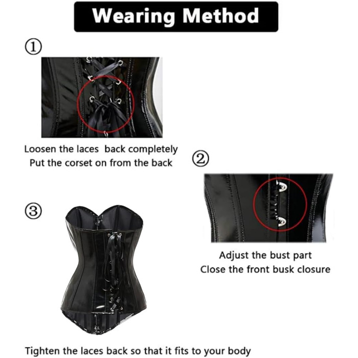 Корсет-топ KUOSE з PVC шкіри, чорний, розмір L - готичний стиль
