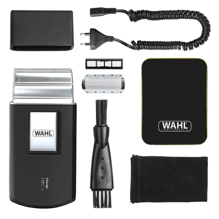 Електробритва Wahl Travel Shaver Gold Edition — бездротовий акумуляторний тример для чоловіків, компактна дорожня бритва для обличчя та бороди, срібляста