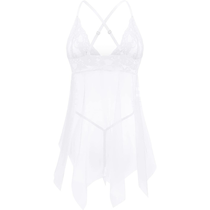 Сукня-бабідол WILLBEST фіолетового кольору з мереживом, вільний розмір, сексуальний комплект білизни з бюстгальтером та стрінгами, великі розміри, костюм (XL)