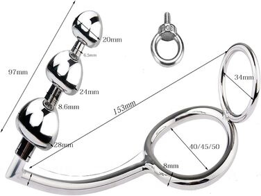 Кільце для пеніса з нержавіючої сталі, роздільник пеніса та яєчок з анальним гачком, для чоловіків, BDSM, фетиш, анальний плагін, кільце для яєчок, 40 мм