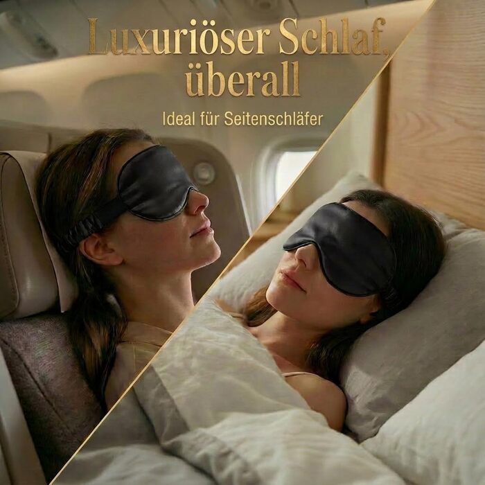 Шовкова маска для сну MATASSE 3D з натурального шовку Mulberry 22 момме (клас 6A), анатомічна маска з виїмками для очей, чорна, унісекс