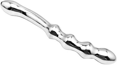 Анальний масажер з нержавіючої сталі з двома головками для стимуляції G-точки та простати. Підходить для чоловіків та жінок.