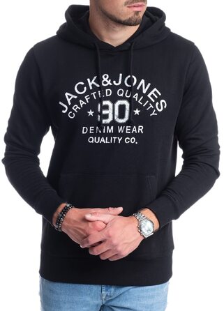 Чоловічий худі Jack & Jones з логотипом, чорний (розмір 3XL)