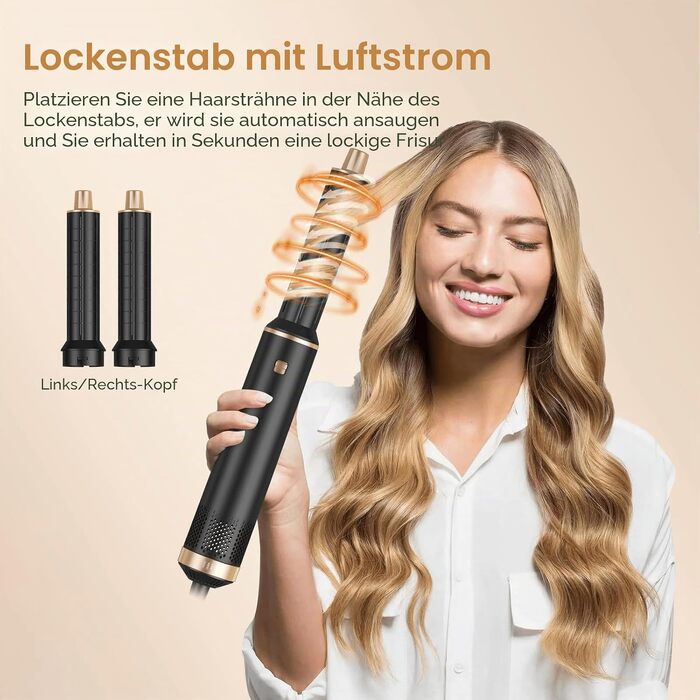 Мультистайлер для волосся 5 в 1 UKLISS Airstyler: фен, вирівнювач, круглий браш та локони, чорний