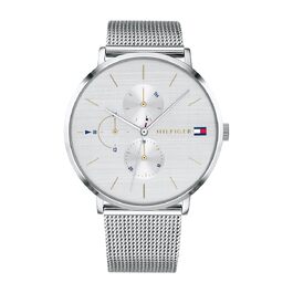 Жіночий багатофункціональний кварцовий годинник Tommy Hilfiger з 3 додатковими циферблатами, водонепроникність 3ATM, сріблястий колір, ремінець зі сталі або шкіри