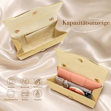 Жіночий вечірній клатч Abendhandtaschen з блискітками та паєтками, елегантна золотиста сумка-конверт з відстібним ланцюжком для весіль та вечірок