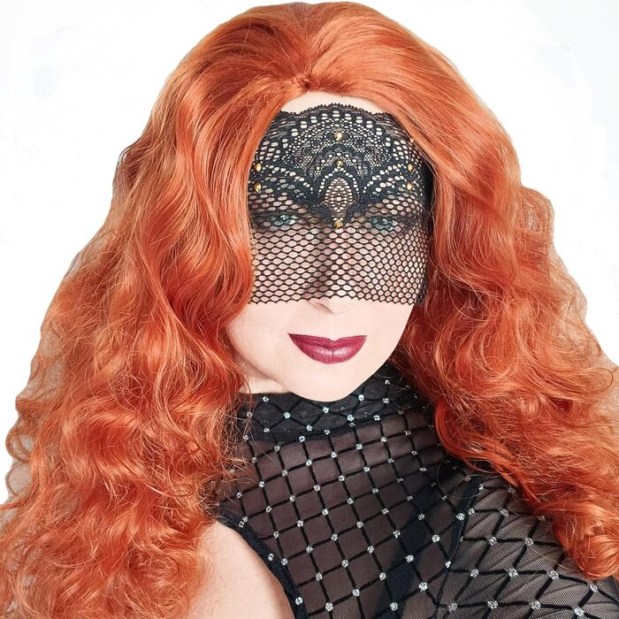 Чорна мереживна півмаска для жінок з червоними стразами – венеціанська маска для маскараду, карнавалу, весілля, вечірки, косплею, бурлеску та Марді Гра (Чорний (золоті стрази))