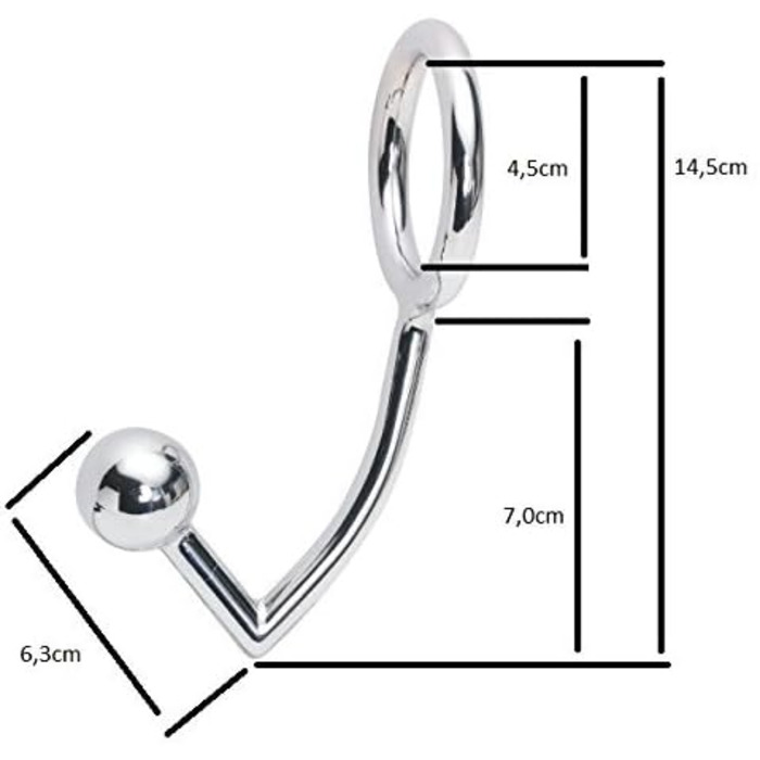 Набір анального хука та кільця для пеніса з кульками (30 мм, 40 мм, 50 мм), металевий, з кільцем для яєчок та гачком для бондіджу