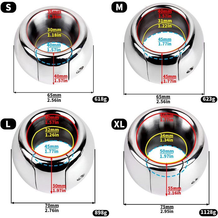 Кольцо для яєчок Jixaxe Super Heavy Duty – Ballstretcher – металеве кільце для яєчок, вага для яєчок, кільце для статевого члена для чоловіків, секс-іграшки (XL)