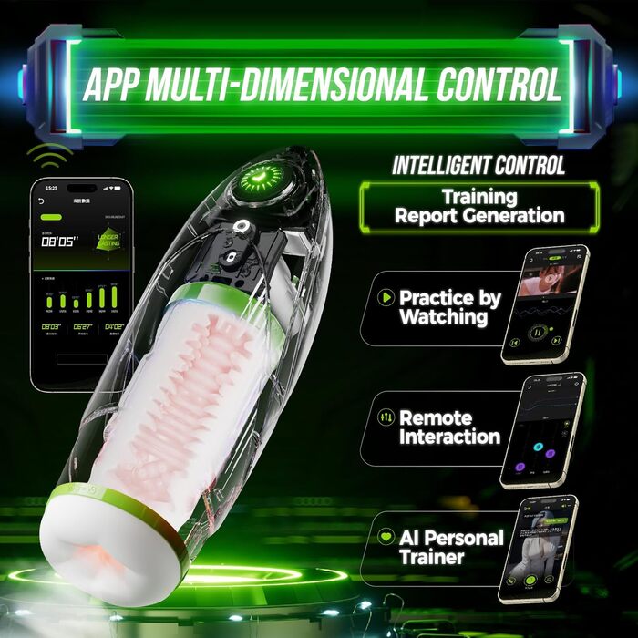 Електричний мастурбатор для чоловіків - бездротовий стакан з 10 режимами, телескопічною функцією та нагрівом 42°C