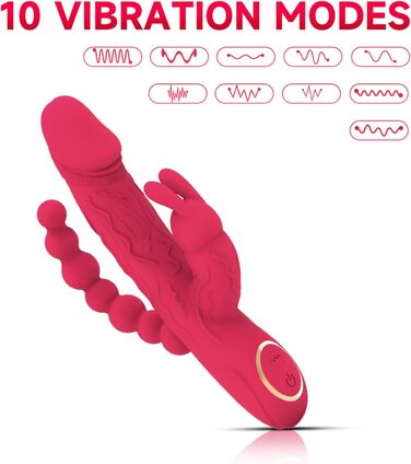 Вібратор Dildo SexSpielzeug з G-точкою, 10 режимів вібрації, анальний плагін, стимулятор простати, для жінок та пар