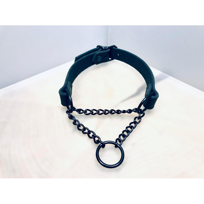 Шкіряне намисто з ланцюгом, готичне намисто з ланцюгом, намисто BDSM (довжина 42-48 см)