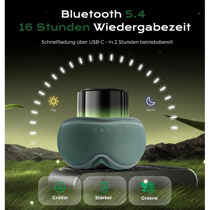 Маска для сну з Bluetooth-навушниками MUSICOZY 5.4, бамбукова бавовна, повне затемнення (Blackout), 16 годин роботи, сіра