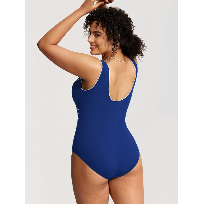 Купальник жіночий Delimira великі розміри, V-подібний виріз, з пом'якшувальними вставками, блакитний (52)