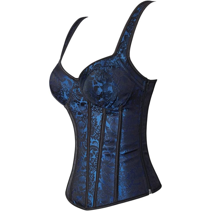 Корсет Grebrafan для жінок з квітковим принтом, повний бюст, корсаж, ретро, синій (42-44)