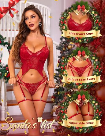 RSLOVE Комплект жіночої білизни (4 шт.) S, Бордовий