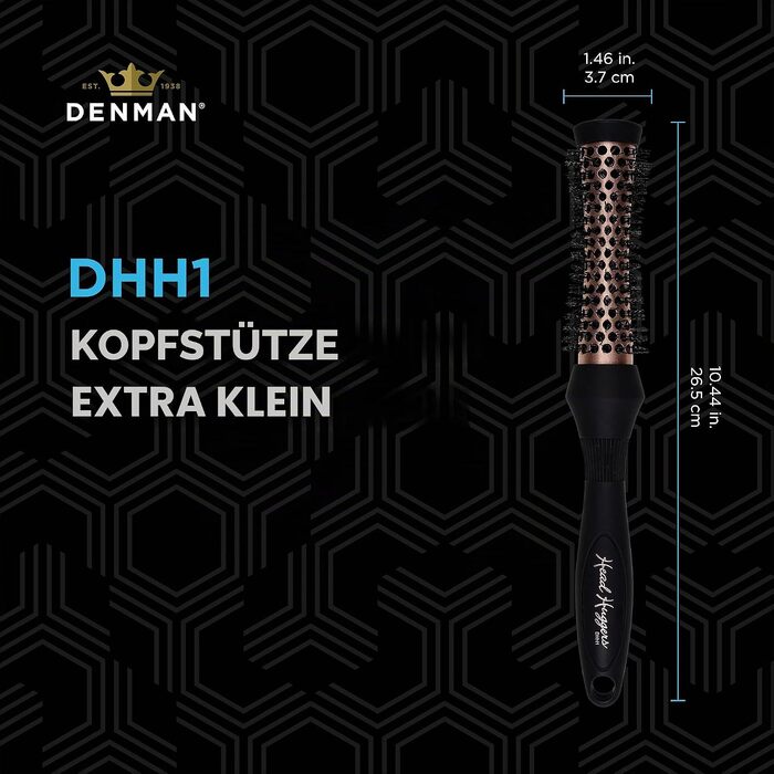 Брашинг для волосся Denman Medium Head Huggers DHH4 для об'єму та випрямлення, кругла щітка для фена, рожеве золото та чорний (X-Small)
