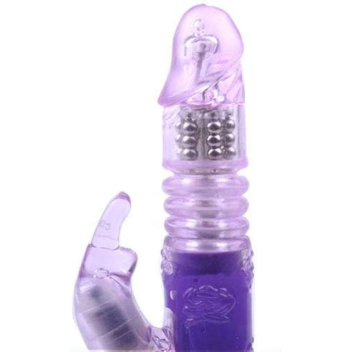 Вібратор PleasureBoxxx Rampant Rabbit з ротаційними перлами, стимулятор клітора, фіолетовий