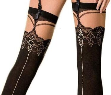 Елегантні мереживні шкарпетки Elente Lovely Leg для жінок (виготовлено в ЄС), різні моделі, білий з блискітками, оздоблення (M-L, чорний з оздобленням на спині)