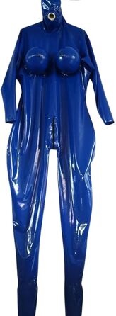 Костюм для косплею з латексу та гуми, костюм для косплею з надувною грудьми, костюм фетиш, індивідуальне замовлення, блакитний M