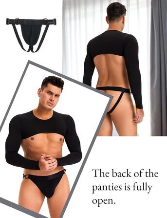 Костюм для чоловіків Ohmydear: сексуальна спідниця з довгим рукавом з шовку та шорти, чорний, XL