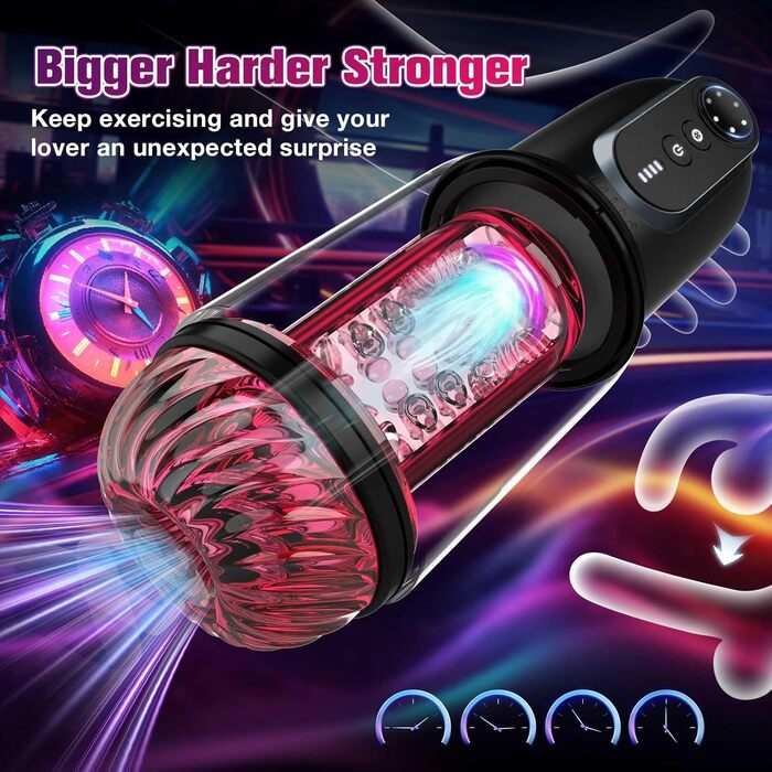 Вібратор для чоловіків з 8-ю обертовими насадками та 5-ма режимами вібрації, секс-іграшка, мастурбатор з функцією керування через додаток