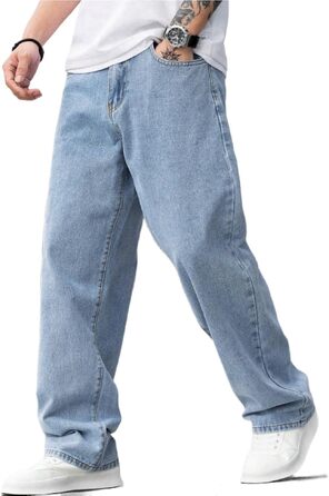 Чоловічі широкі джинси Baggy Y2K у стилі стрітвір, вінтажні вільні штани Loose Fit світло-блакитного кольору, розмір M