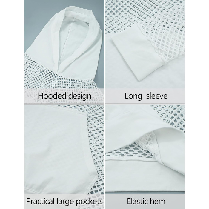 Чоловіча сітчаста сорочка AIEOE, прозора, для клубу, великий розмір XL, білий колір