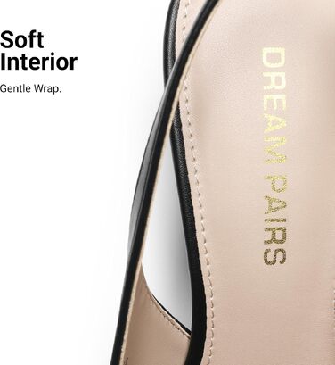 Жіночі туфлі-човники Dream Pairs на низьких підборах (kitten heels) з відкритою п'ятою, чорні, екошкіра, розмір 40 EU