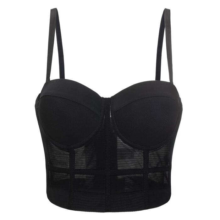Чорний корсет-топ бюстгальтер з бретелями для жінок, кроп-топ, корсаж, обтягуючий жилет, розмір XS
