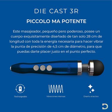 Масажер для тіла Doxy Die Cast 3: перезаряджуваний жіночий вібратор Magic Wand (блакитний)