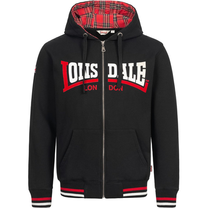 Чоловіча худі-куртка Lonsdale London Nateby чорна, стиль streetwear, розмір 3XL