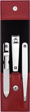 Набір для манікюру та педикюру ZWILLING (3 предмети), полірована нержавіюча сталь, шкіряний футляр, червоний