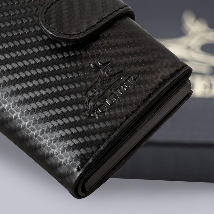 Шкіряний картхолдер Fa.Volmer POP-UP з RFID захистом для чоловіків та жінок, на 11 карт, чорний (VO24 Black)