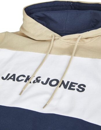 Чоловічий худі Jack & Jones JWHLOGO Blocking Regular Fit з принтом, великі розміри (Plus Size), багатоколірний (Зелений/Синій/Бежевий/Темно-синій), 7XL