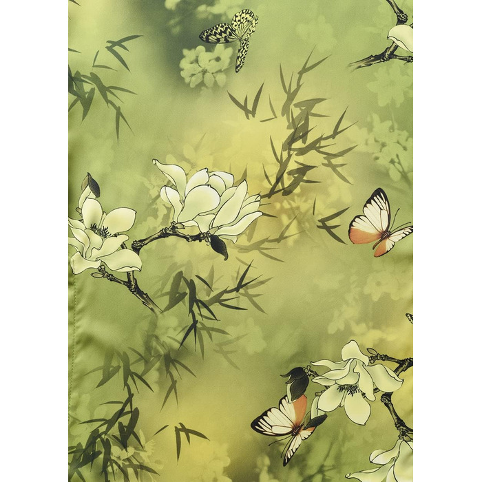 Шовковий халат-кімоно Ledamon для жінок, 100% шовк, класичний квітковий халат, нічна сорочка (один розмір, зелений/жовтий)