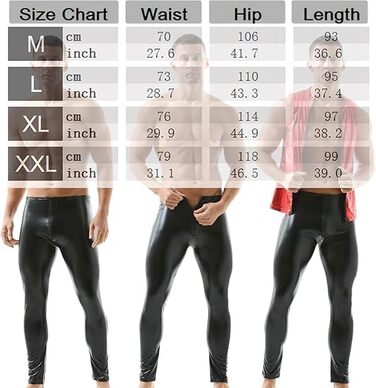 Чоловічі штани-легінси з екошкіри QiaTi, чорні, на блискавці, облягаючі